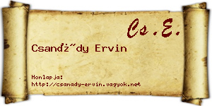 Csanády Ervin névjegykártya