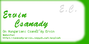 ervin csanady business card